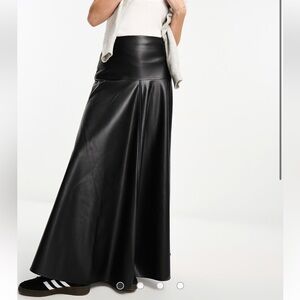 Miss Selfridge faux leather maxi skirt in black